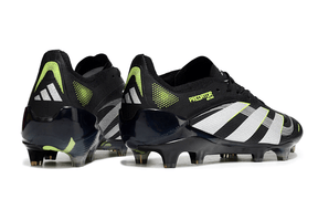 Chuteira Adidas Predator Elite FG - Preta e Amarela com design icônico e tecnologia de ponta para controle e precisão.