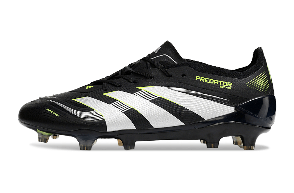 Chuteira Adidas Predator Elite FG - Preta e Amarela com design icônico e tecnologia inovadora.