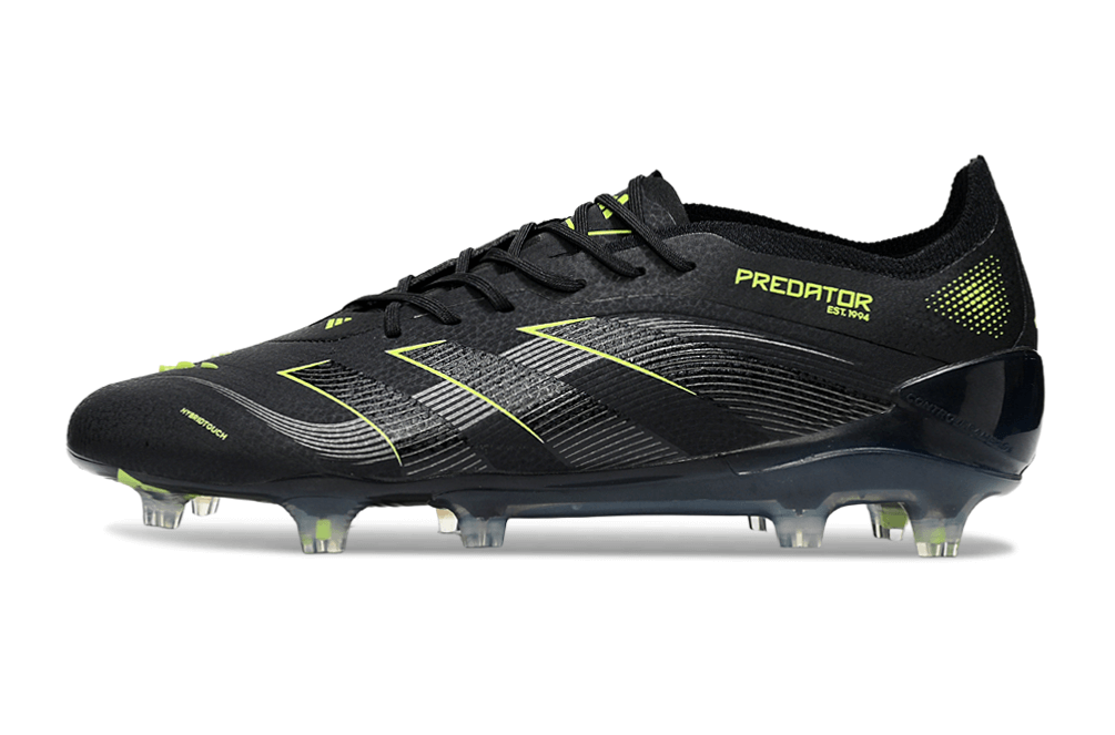 Chuteira Adidas Predator Elite FG - Preta e Amarela com design arrojado e tecnologia ponta.
