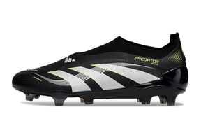 Chuteira Adidas Predator Elite FG - Preta e Amarela lateral com design arrojado e moderno.