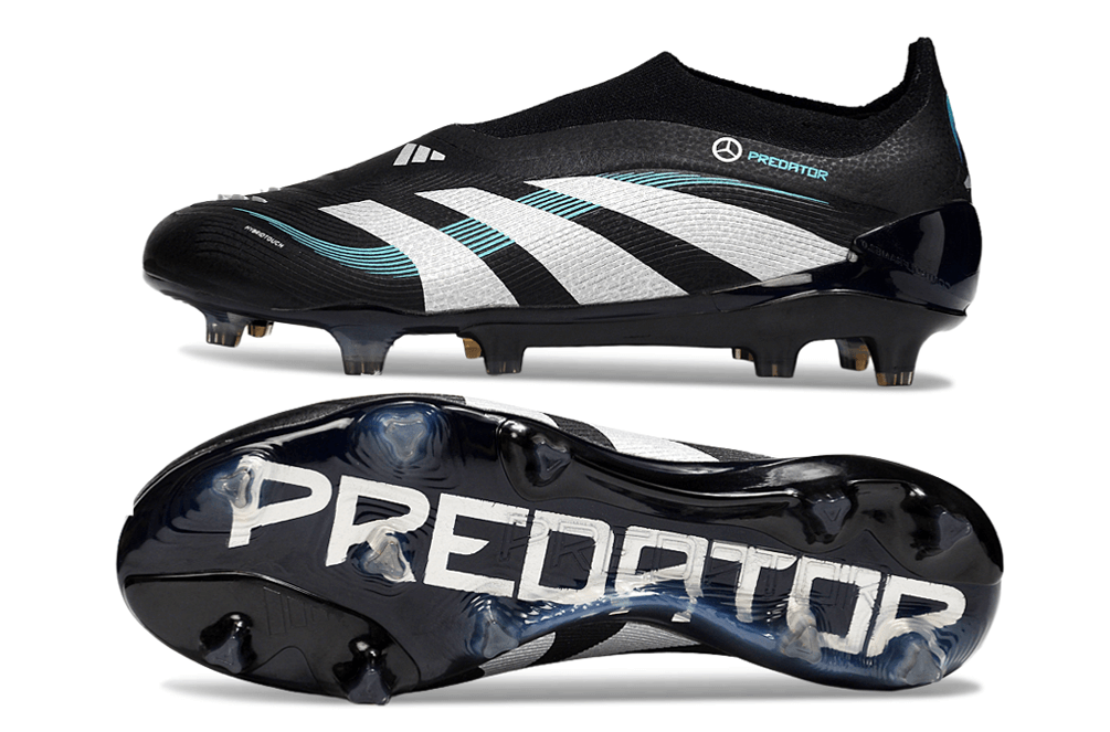 Chuteira Adidas Predator Elite FG - Preta e Branca, design elegante e tecnologia avançada para desempenho em campo.