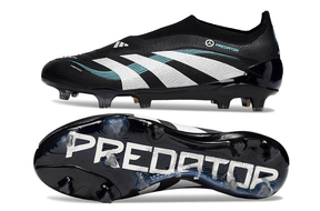 Chuteira Adidas Predator Elite FG - Preta e Branca, design elegante e tecnologia avançada para desempenho em campo.