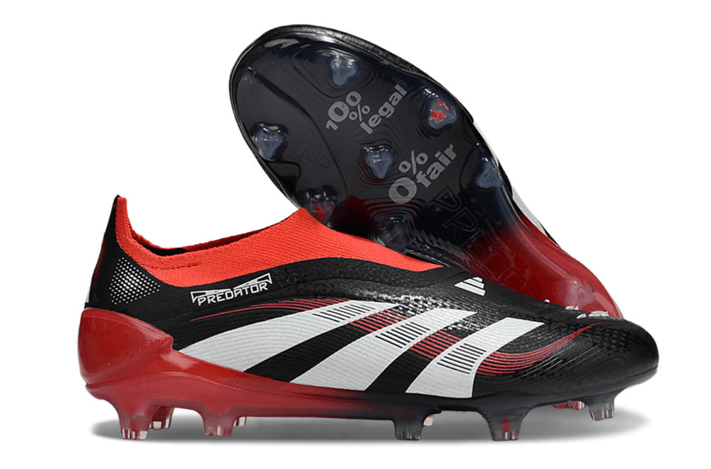 Chuteira Adidas Predator Elite FG - Preta e Vermelha, design arrojado e tecnologia de ponta para jogadores.