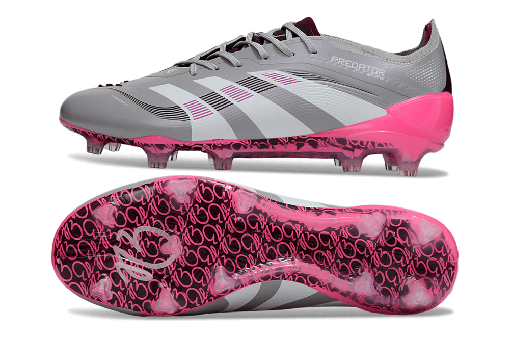 Chuteira Adidas Predator Elite FG - Rosa Ed. "Bellingham" com design moderno e tecnologia inovadora.