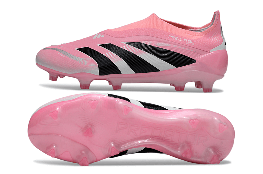 Chuteira Adidas Predator Elite FG LL - Rosa com design vibrante e tecnologia de ponta para desempenho em gramados naturais.