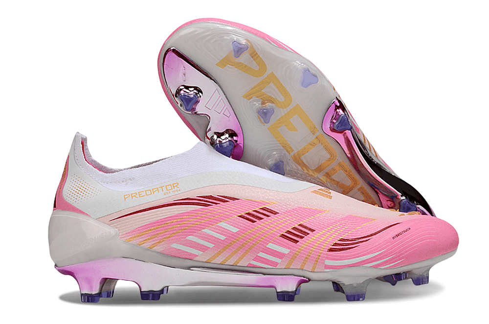 Chuteira Adidas Predator Elite FG LL - Rosa com design vibrante e tecnologia de ponta, ideal para jogadores em gramados naturais.