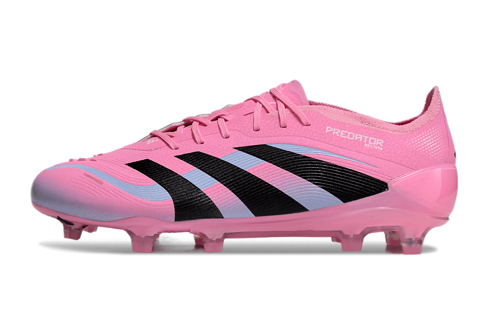 Chuteira Adidas Predator Elite FG - Rosa e Preta com design moderno e tecnologia de ponta para campo de futebol.