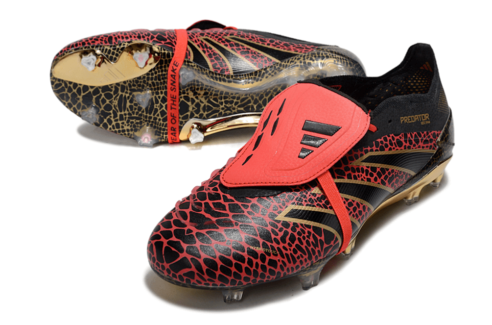 Chuteira Adidas Predator Elite FG Tongue "Year of the Snake" com design exclusivo e sofisticado para desempenho em campo.