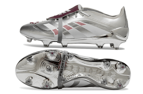 Chuteira Adidas Predator Elite FG Tongue Prateada Ed. "Bellingham" com design clássico e tecnologia de ponta.