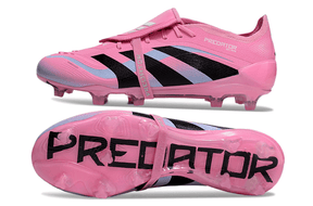 Chuteira Adidas Predator Elite FG Tongue Rosa, design vibrante e moderno ideal para desempenho em campo.