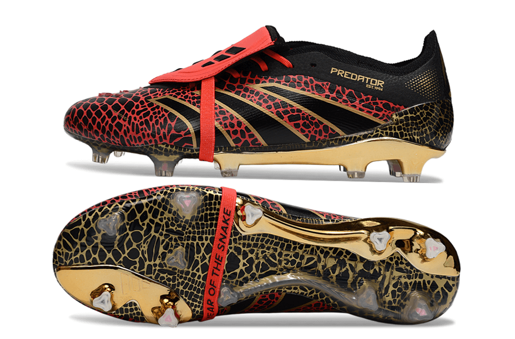 Chuteira Adidas Predator Elite FG Tongue "Year of the Snake" com design exclusivo e sofisticado para desempenho em campo.