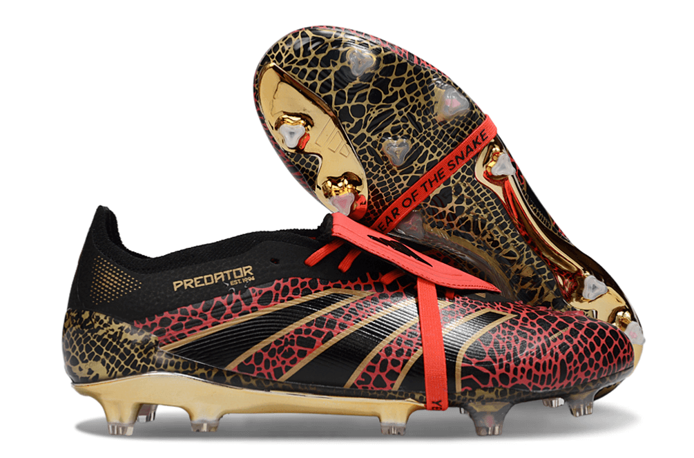Chuteira Adidas Predator Elite FG Tongue "Year of the Snake" com design exclusivo e performance de elite.