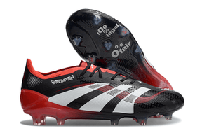 Chuteira Adidas Predator Elite FG - Vermelha e Preta com design icônico e sola FG para aderência superior.