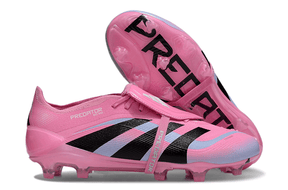 Chuteira Adidas Predator Elite Fold-Over Tongue FG - Rosa, Azul e Preta com design elegante e moderno
