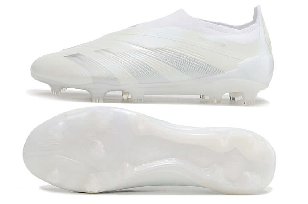 Chuteira Adidas Predator Elite Laceless FG - Branca com design inovador e tecnologia de ponta para desempenho em campo.