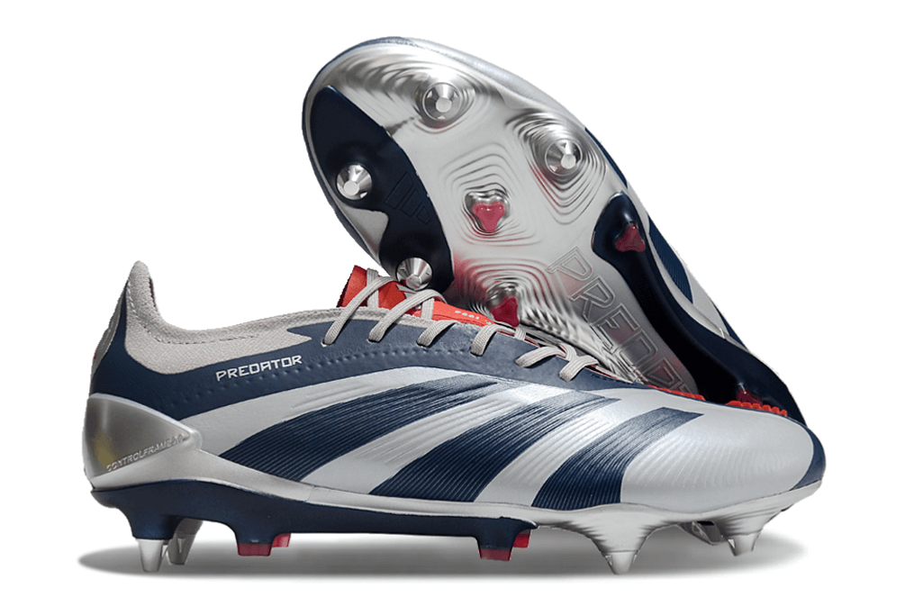 Chuteira Adidas Predator Elite SG com design inovador para gramados macios e molhados, oferecendo tração e controle.