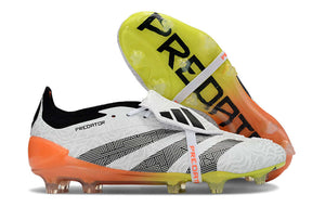Chuteira Adidas Predator Elite Tongue FG - Branca e Laranja com design moderno e tecnologia de ponta.