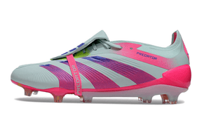 Chuteira Adidas Predator Elite Tongue FG - Branca e Rosa lado direito com design moderno e elegante.