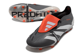 Chuteira Adidas Predator Elite Tongue FG - Cinza e Branca com design moderno e tecnologia avançada.
