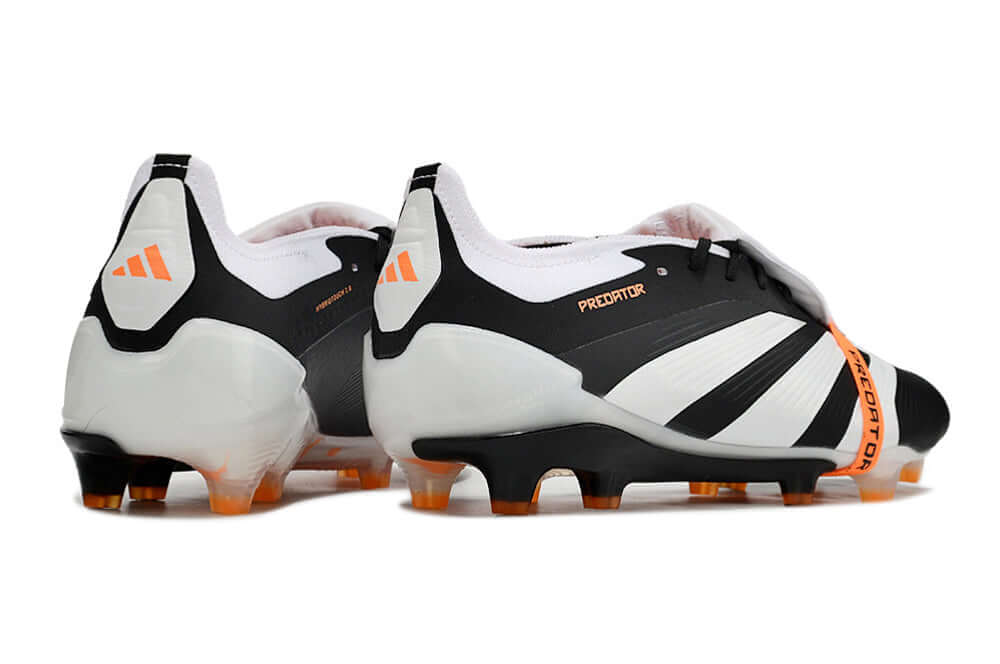 Chuteira Adidas Predator Elite Tongue FG - Cinza e Preta - visão traseira mostrando design moderno e elegante