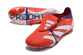 Chuteira Adidas Predator Elite Tongue FG - Laranja e Branca com design vibrante e moderno para máximo desempenho.