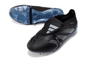 Chuteira Adidas Predator Elite Tongue FG - Preta e Azul com design icônico e tecnologia avançada.
