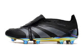 Chuteira Adidas Predator Elite Tongue FG - Preta destacando seu design e tecnologia avançada.