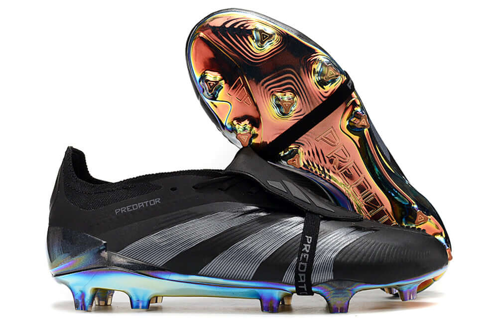 Chuteira Adidas Predator Elite Tongue FG - Preta com design sofisticado e tecnologia de ponta.