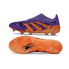 Chuteira Adidas Predator LL 30 Elite FG "Raphinha" em design roxo e laranja com detalhes de aranha