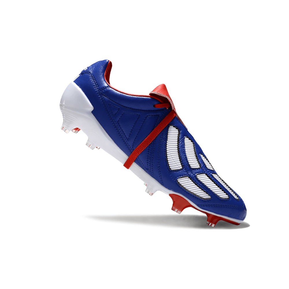 Chuteira Adidas Predator Mania Elite FG Azul em destaque, ressaltando seu design moderno e cores vibrantes.
