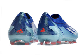 Chuteira Adidas X Crazyfast FG Elite .1 Azul - vista traseira, design aerodinâmico e cores vibrantes para máximo desempenho.
