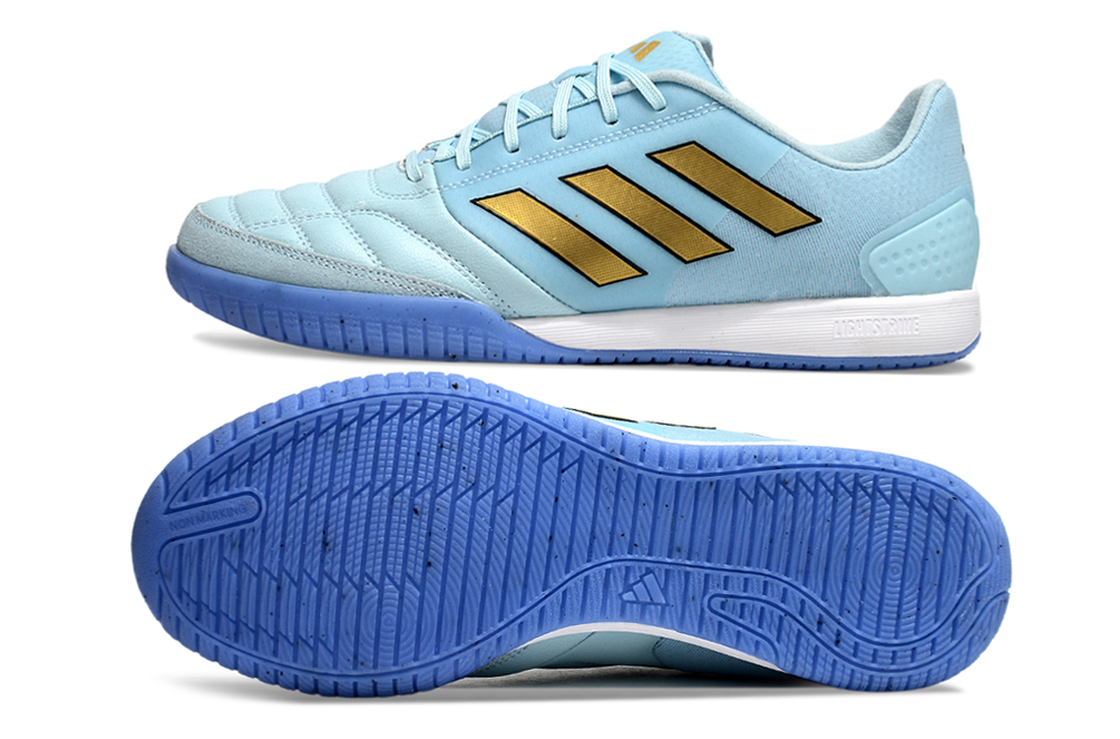 Chuteira Futsal Adidas Competition Top IC Azul - design moderno com tecnologia indoor para alta performance.