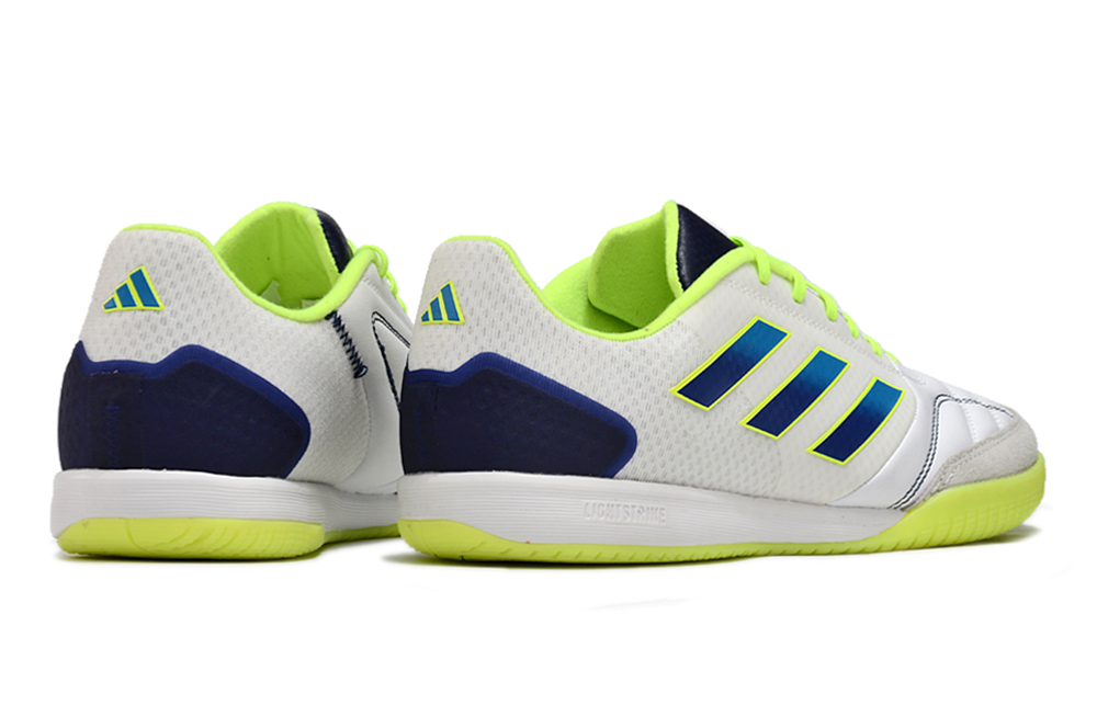 Chuteira Futsal Adidas Competition Top IC Branca e Amarela com design moderno e vibrante para jogos em quadra