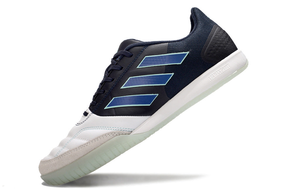 Chuteira Futsal Adidas Competition Top IC Branca e Preta com design elegante e tecnológico.