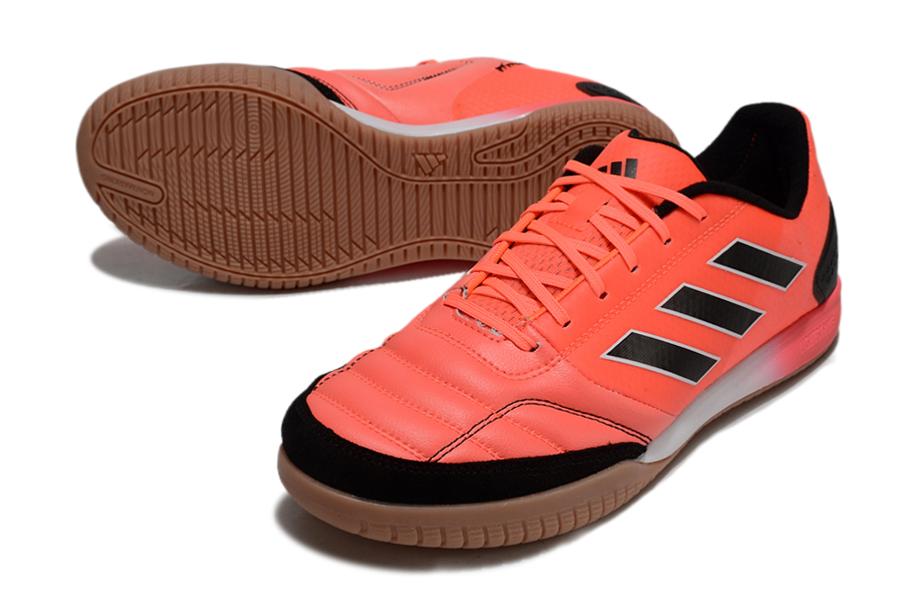 Chuteira Futsal Adidas Competition Top IC Laranja e Preta com design marcante e performance técnica.