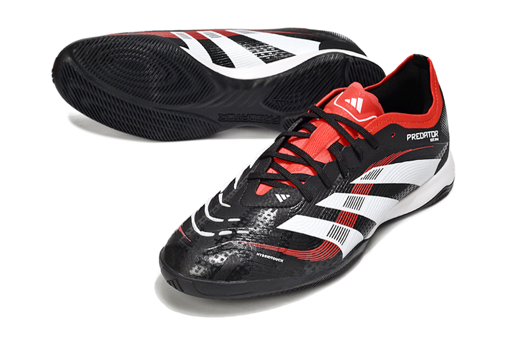 Chuteira Futsal Adidas Predator 24 Elite IC Preta e Vermelha com design bicolor e alta performance para quadra.