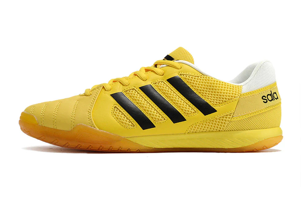 Chuteira Futsal Adidas Top Sala IC Amarelo e Preto lateral em fundo branco