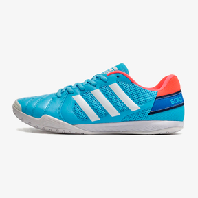 Chuteira Futsal Adidas Top Sala IC Azul e Branco com design moderno e solado para quadras internas.