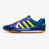 Chuteira Futsal Adidas Top Sala IC Azul Escuro com design moderno e cores vibrantes, ideal para jogadas rápidas.