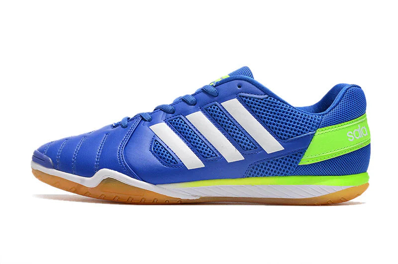 Chuteira Futsal Adidas Top Sala IC Azul e Verde, combinação de conforto e desempenho para futsal.