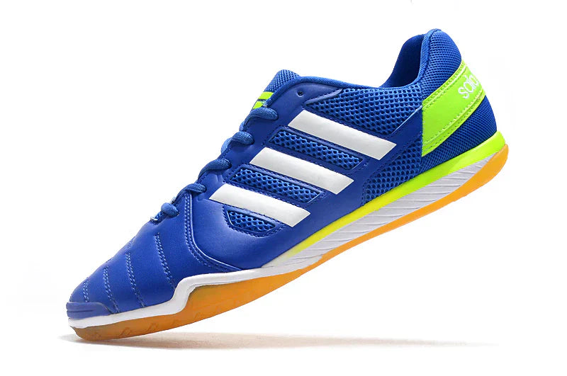 Chuteira Futsal Adidas Top Sala IC Azul e Verde com design inovador e sola IC para alta performance.