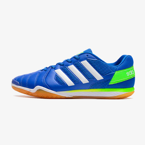 Chuteira Futsal Adidas Top Sala IC Azul e Verde lateral em fundo branco