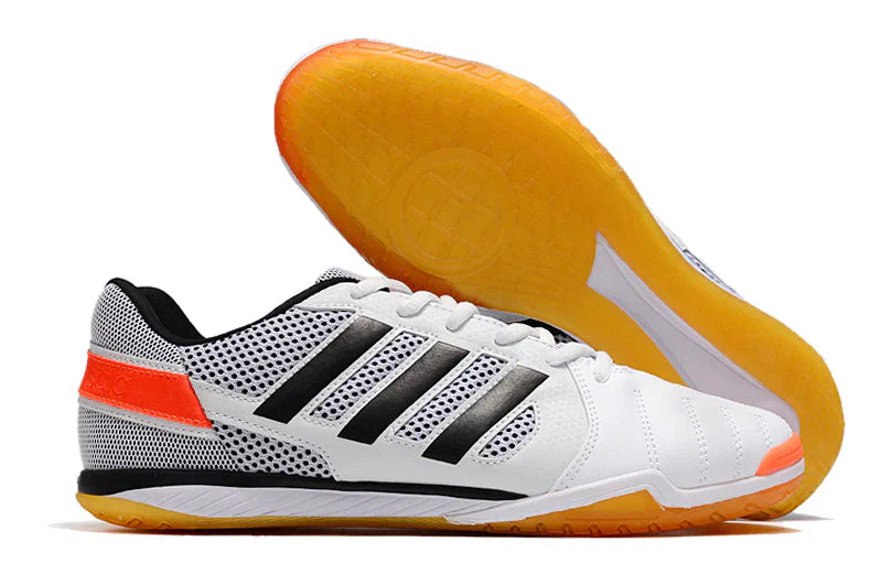 Chuteira Futsal Adidas Top Sala IC Cinza e Branca com sola IC para pisos internos