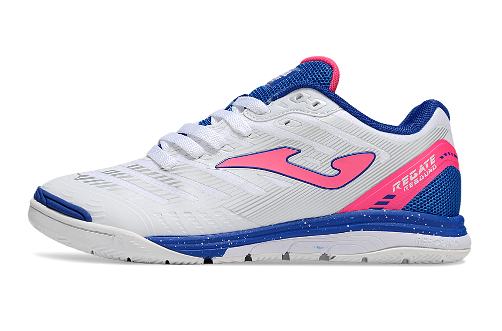 Chuteira Futsal Joma Regate Rebound IC Branca, Rosa e Azul