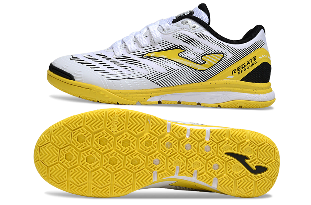 Chuteira Futsal Joma Regate Rebound IC Branca e Amarela