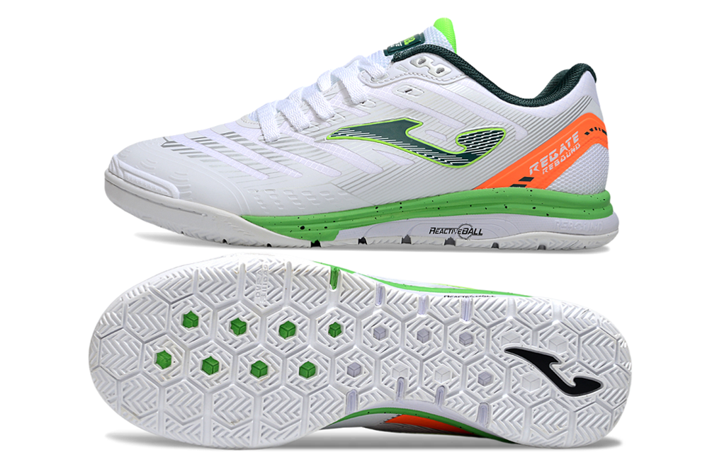Chuteira Futsal Joma Regate Rebound IC Branca e Laranja