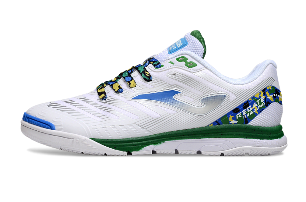 Chuteira Futsal Joma Regate Rebound IC Branca, Azul e Preta