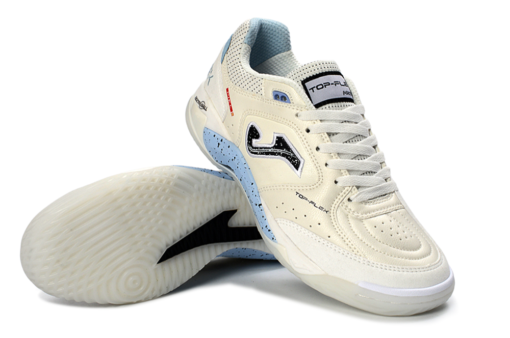 Chuteira Futsal Joma Top Flex Rebound IC Bege e Azul