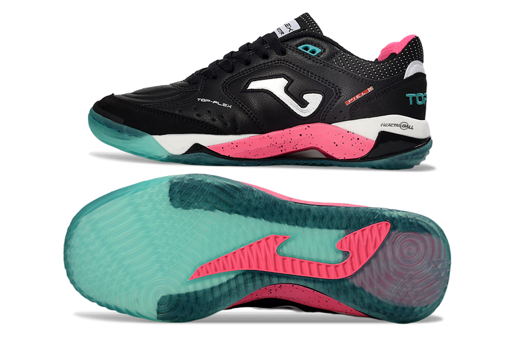 Chuteira Futsal Joma Top Flex Rebound IC Preta e Rosa