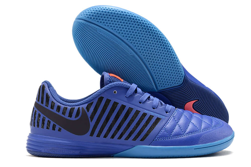 Chuteira Futsal Nike Lunar Gato IC - Azul Escuro e Preta com design premium e tecnologia IC
